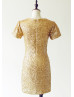 Short Sleeves Gold Sequin Sexy Party Dress